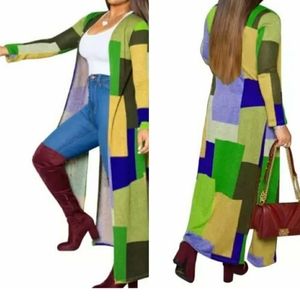 Green Color Block Duster Cardigan